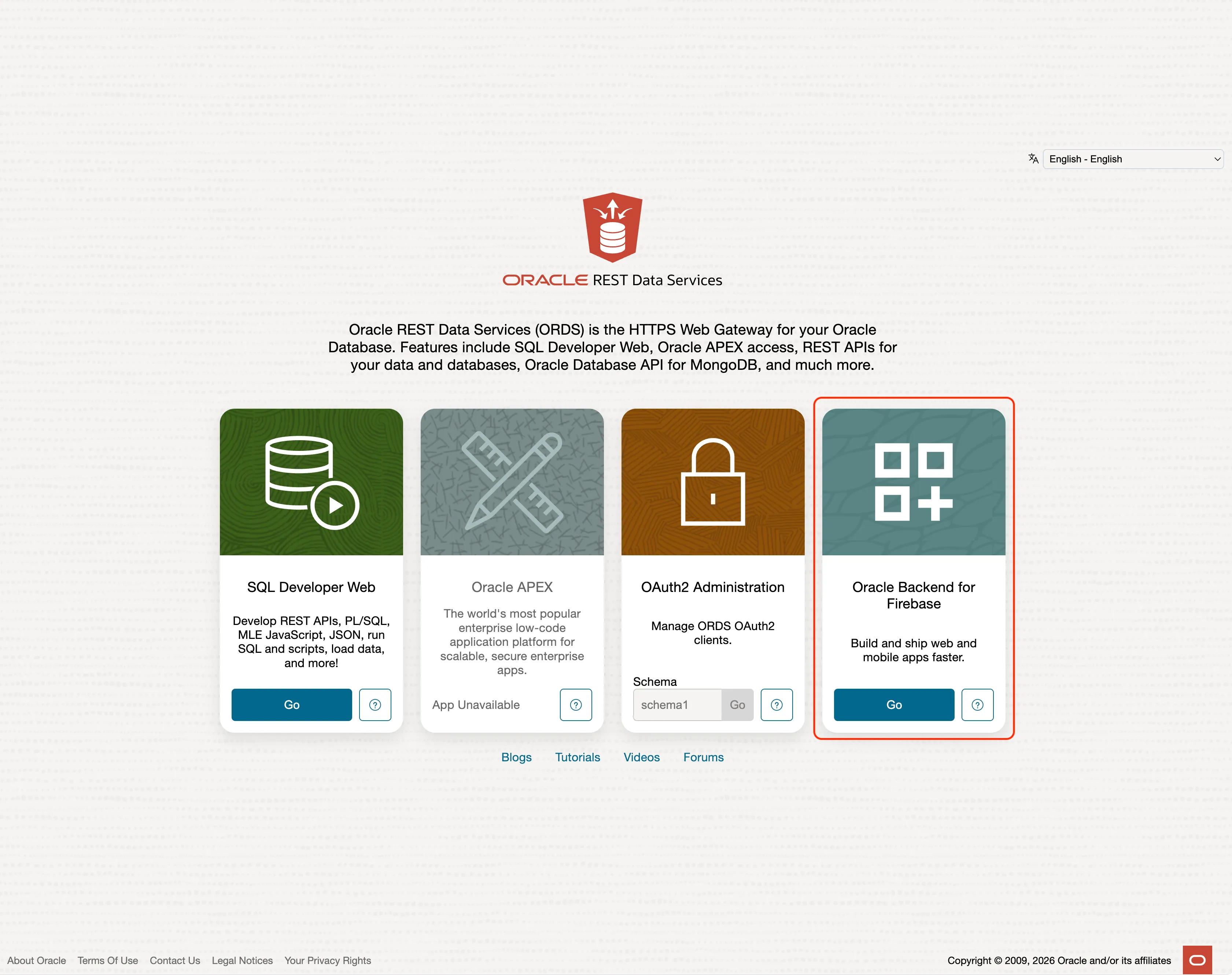 ORDS Dashboard