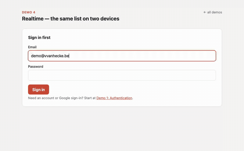 Two devices kept in sync with onSnapshot